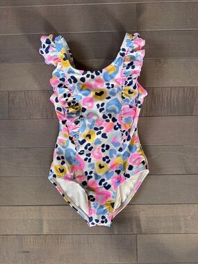 Cat & Jack Multi-Color Heart Ruffle One-Piece Swimsuit